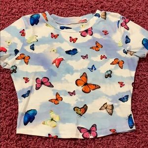 never worn: butterly cropped top